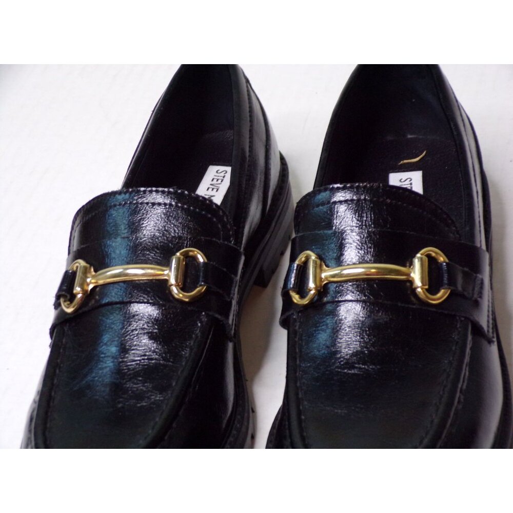 ๐ STEVE MADDEN Mistor Loafer Shoe Gold Chain Black 9 - Picture 8 of 13